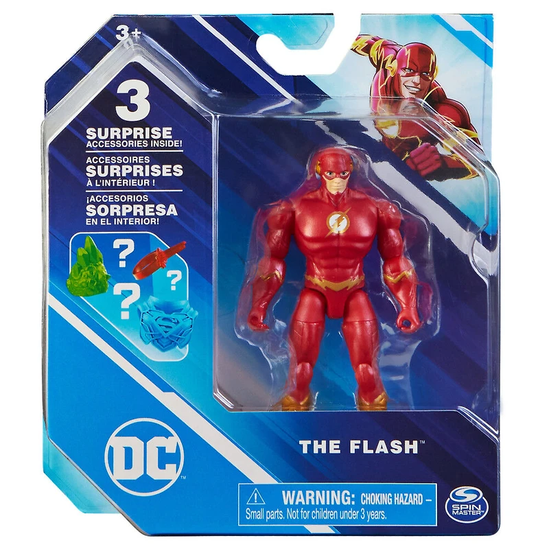 DC Comics, Figurine articulée The Flash de 10 cm avec 3 accessoires mystère