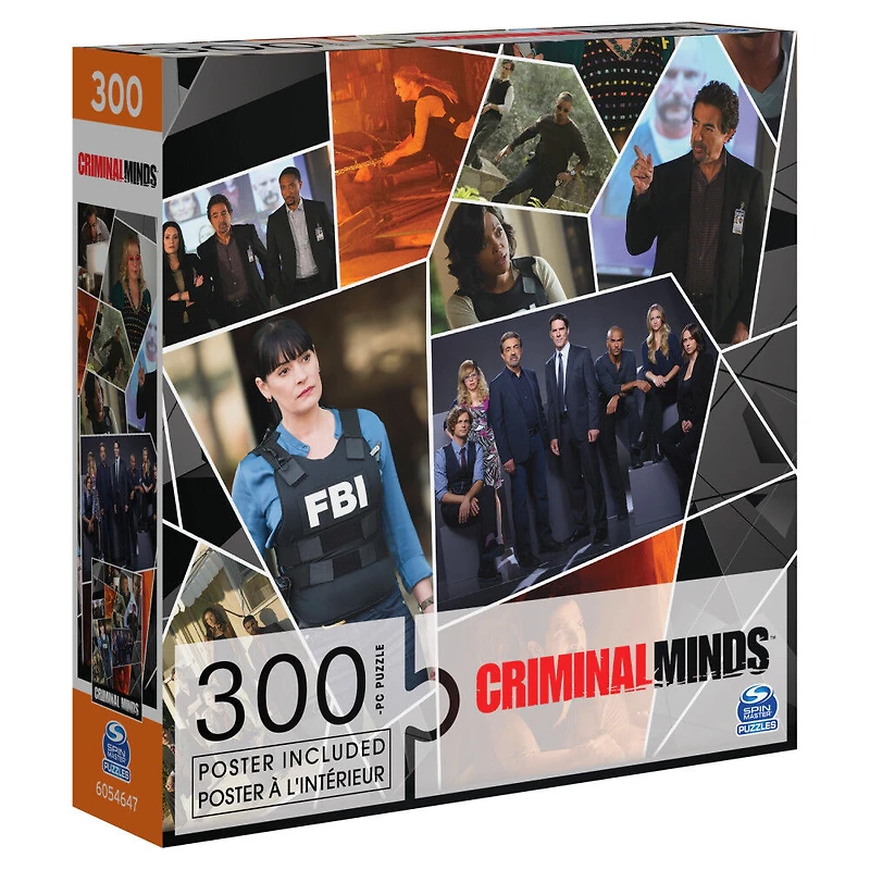 Criminal Minds, 300-Piece Jigsaw Collage Puzzle Spencer Aaron Derek Emily FBI Crime TV Show with Collectible Poster