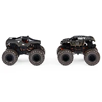 Monster Jam, Coffret de 2 monster trucks officiels en métal moulé Soldier Fortune Black Ops vs Max-D qui changent de couleur, échelle 1:64
