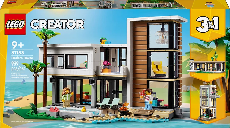 LEGO Creator 3in1 Modern House for Kids to Rebuild into a 3-Story City Building or Forest Cabin 31153