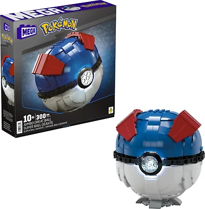 MEGA Pokémon Jumbo Great Ball Building Kit with Lights (299 Pieces), for Collectors
