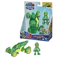 Pyjamasques Animal Power, Reptilo-Mobile, véhicule et figurine articulée Gluglu - Édition anglaise