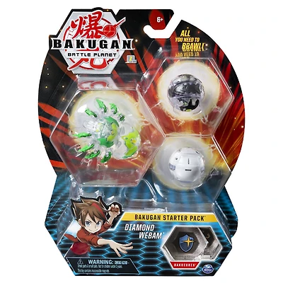 Bakugan, Starter Pack 3 personnages, Diamond Webam, Créatures transformables à collectionner