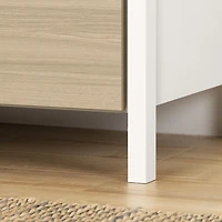 Munich Table de chevet 2 tiroirs Blanc et Orme naturel