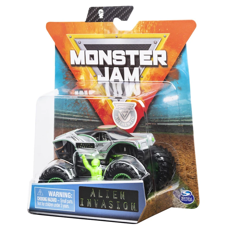 Monster Jam, Monster truck authentique Alien Invasion en métal moulé à l'échelle 1:64, série Legacy Trucks