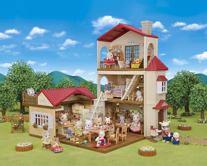 Calico Critters Red Roof Country Home, Dollhouse Playset with Figures, Furniture and Accessories