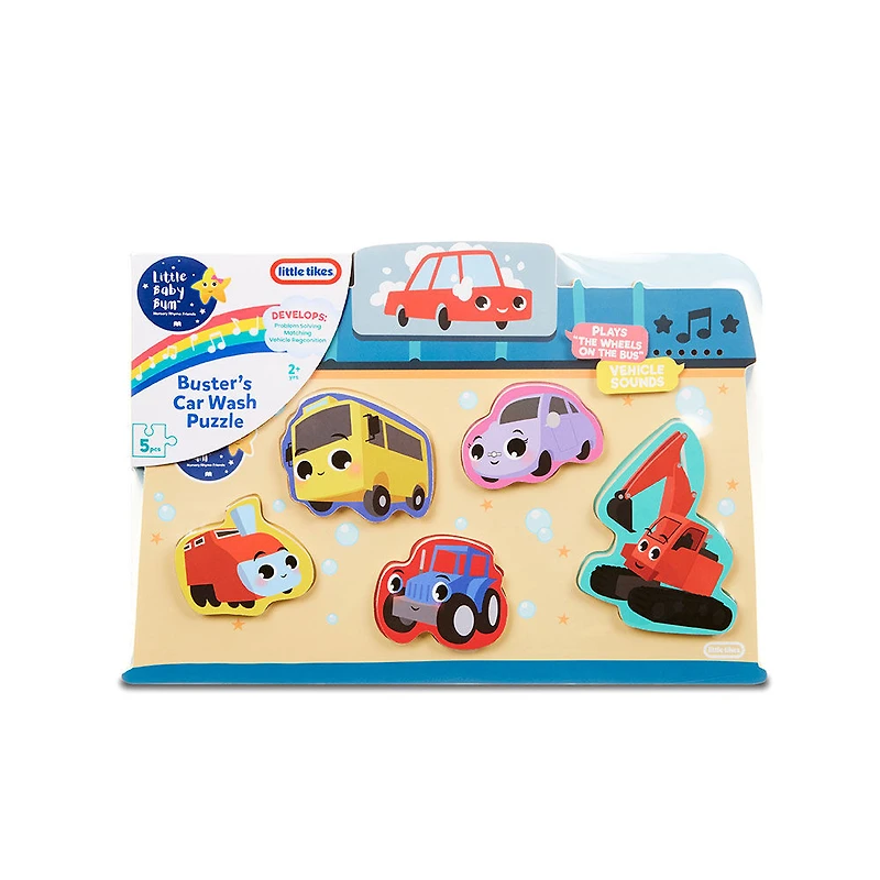 Little Baby Bum 5-Piece Chunky Wooden Sound Puzzle Plays Wheels on the Bus - English Edition