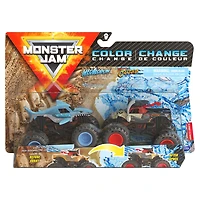 Monster Jam, Official Megalodon vs. Pirate's Curse Color-Changing Die-Cast Monster Trucks, 1:64 Scale