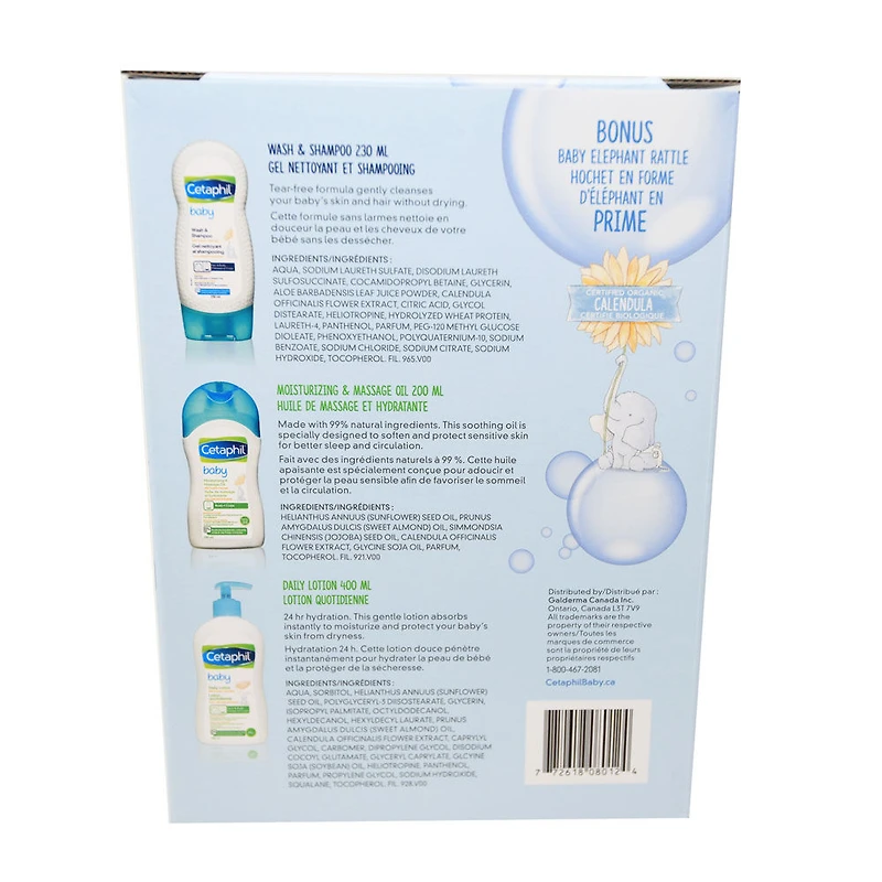 Coffret cadeau de soins de la peau pour bébé de Cetaphil.