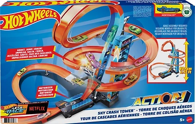Hot Wheels-Coffret Altitude Crash-Propulseur motorisé et 1 véhicule