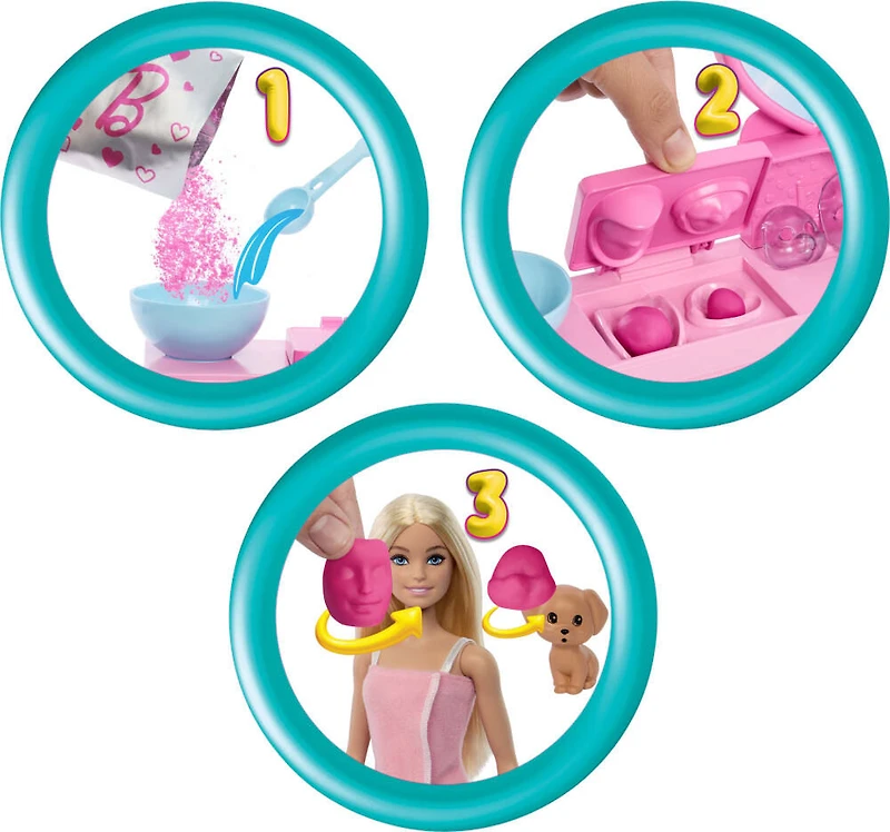 Barbie Face Mask Toy Playset & Doll with 10+ Spa Accessories Including 3 Powder Packs to Make Dough Masks