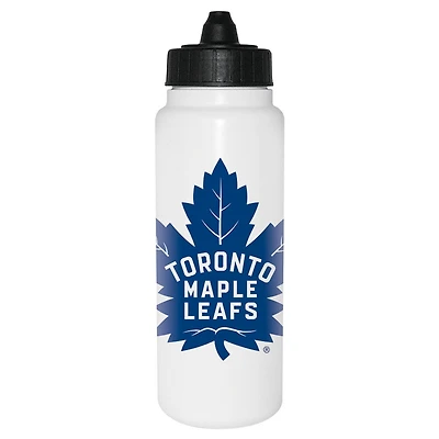 Bouteille d'eau Tallboy blanche de 1L des Maple Leafs de Toronto de la LNH avec couvercle à membrane noir
