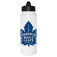Bouteille d'eau Tallboy blanche de 1L des Maple Leafs de Toronto de la LNH avec couvercle à membrane noir