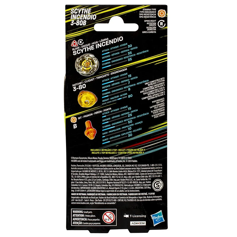 Beyblade X Booster Pack toupie Scythe Incendio 3-80B
