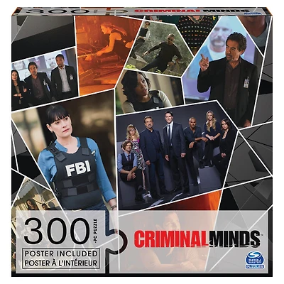 Criminal Minds, 300-Piece Jigsaw Collage Puzzle Spencer Aaron Derek Emily FBI Crime TV Show with Collectible Poster
