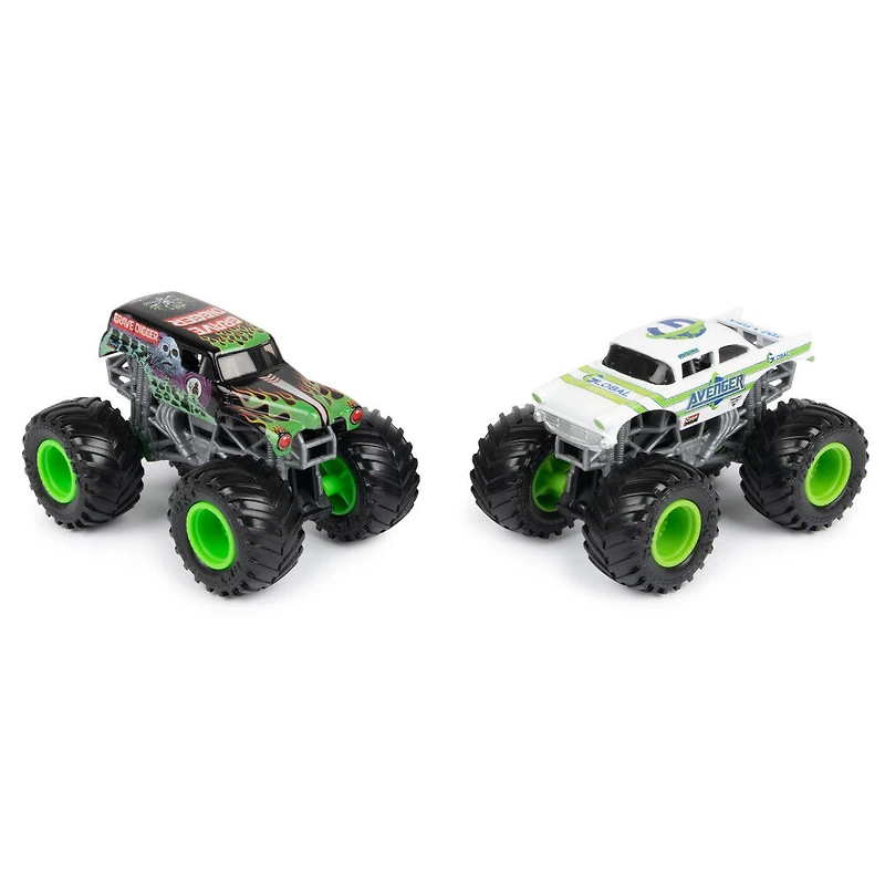 Monster Jam, Monster trucks en métal moulé Grave Digger Vs. Avenger officiels, échelle 1:64