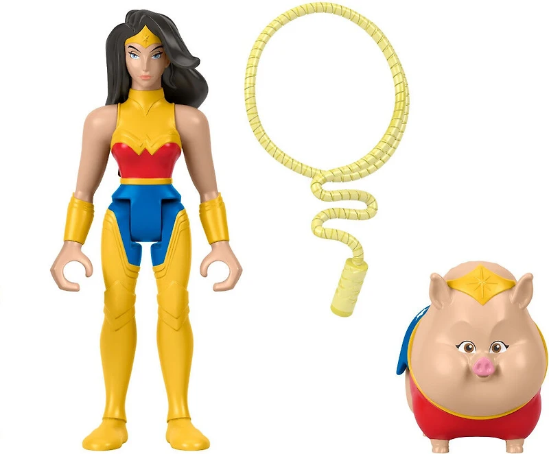 Coffret de figurines articulées DC Krypto Super-Chien – Wonder Woman et PB le cochon