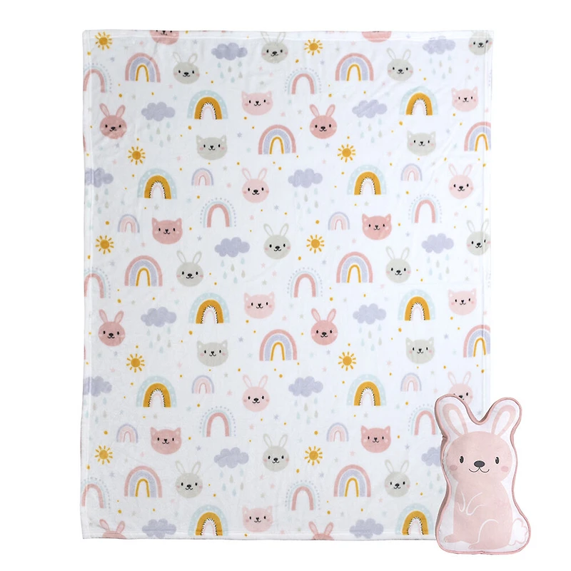 Bunny Plush Throw and Pillow Set