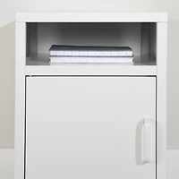 Sweedi Table de chevet avec porte en métal Blanc