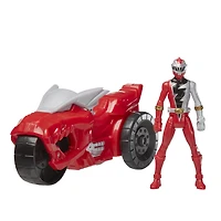 Power Ranger Dino Fury Rip N Go, Moto de combat T-Rex et Ranger rouge Dino Fury