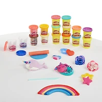 Play-Doh, pack de 16 pots de pâte paillette et parfumée, 4 outils, atoxique