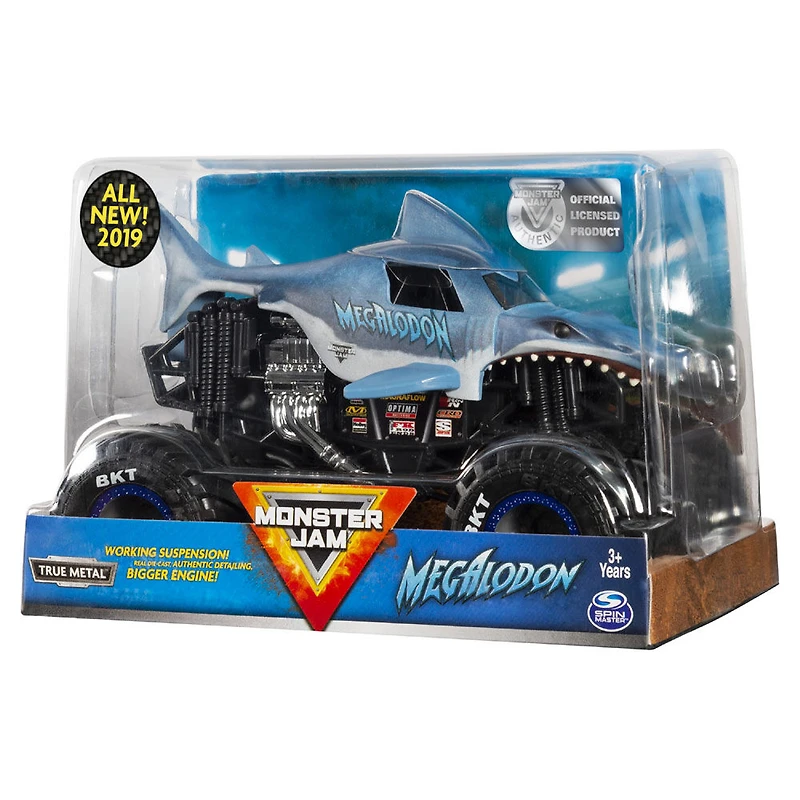 Monster Jam, Monster truck authentique Megalodon en métal moulé à l'échelle 1:24