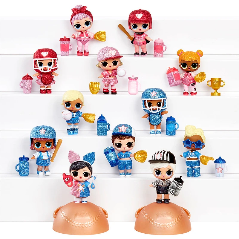 Poupées scintillantes de base-ball L.O.L. Surprise All-Star B.B.s série 1 sport avec 8 Surprises