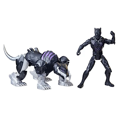 Marvel Mech Strike Mechasaurs, figurine Black Panther de 10 cm avec Sabre Claw Mechasaur, jouet de super-héros