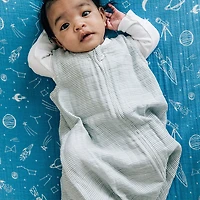 Red Rover - Cotton Muslin Sleep Bag Small - Grey Micro Stripe