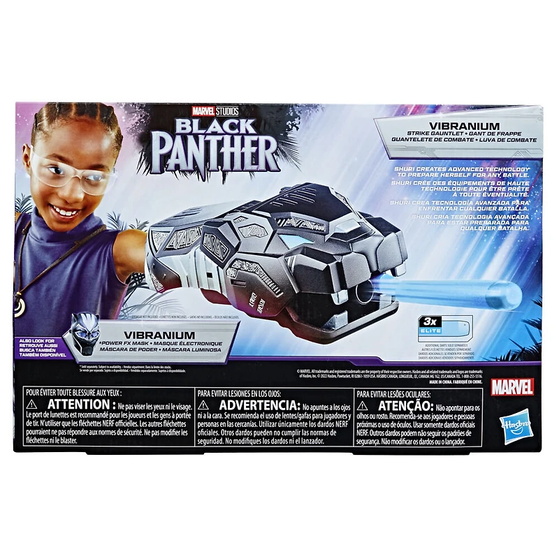 Marvel Black Panther, Gant Vibranium Nerf avec 3 fléchettes Nerf