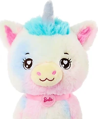 Barbie Peluche Chef Aventure animale, licorne, sac, 5accessoires
