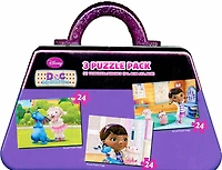 Disney Doc McStuffins - 3 casse-têtes de 24 pièces avec boîte en métal