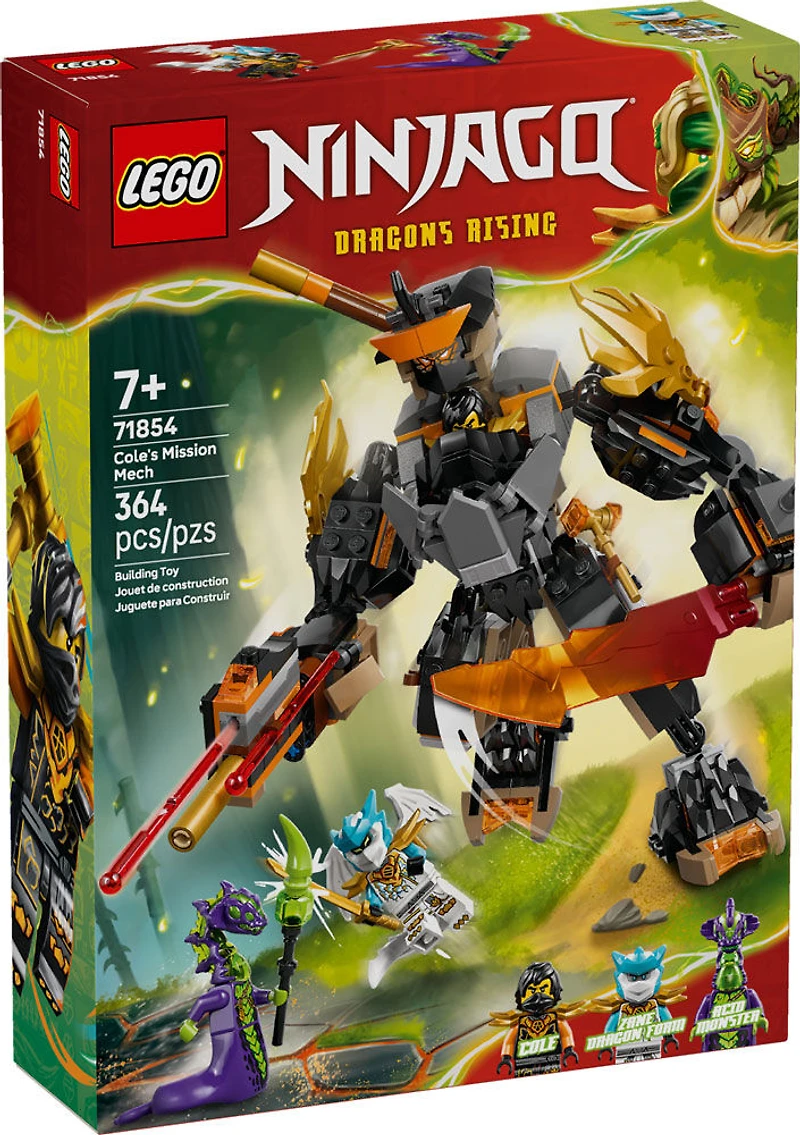 LEGO NINJAGO Le Robot de Mission de Cole contre Zane Dragon, Jouet Ninja, Ensemble de Jeu avec 3 Figurines 71854