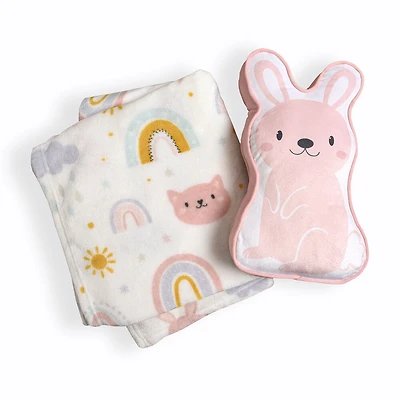 Bunny Plush Throw and Pillow Set