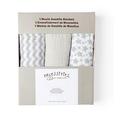 Star/Wave Muslin Blanket -Set Of 3
