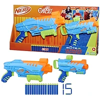 Nerf Elite Junior Ultimate Starter Set, 2 blasters faciles à utiliser, 15 fléchettes Nerf Elite