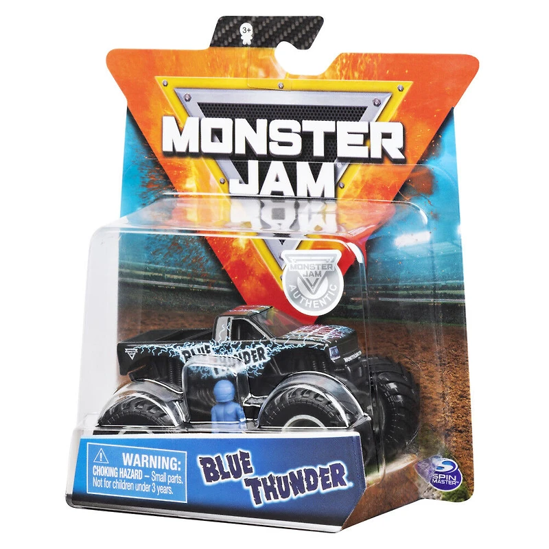 Monster Jam, Monster truck authentique Blue Thunder en métal moulé à l'échelle 1:64, série Over Cast