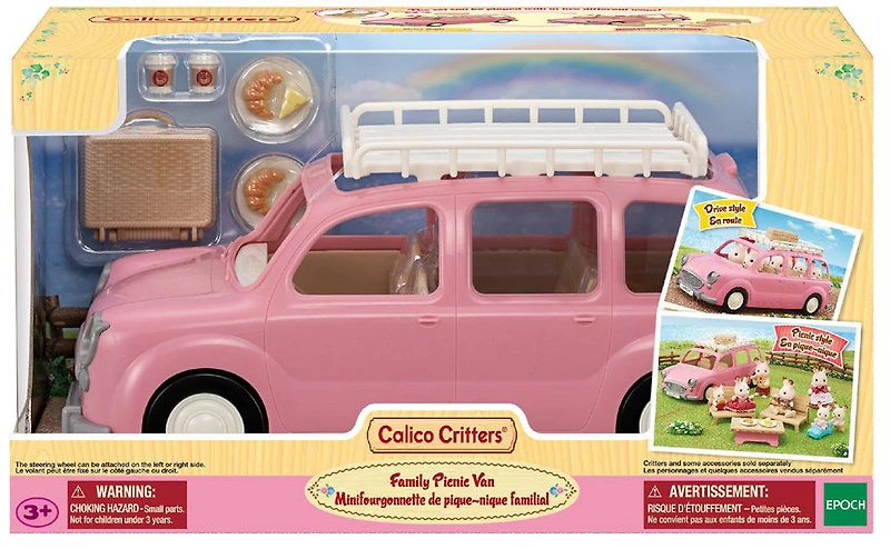 Minifourgonnette familiale de pique-nique Calico Critters, véhicule jouet pour poupées avec accessoires de pique-nique