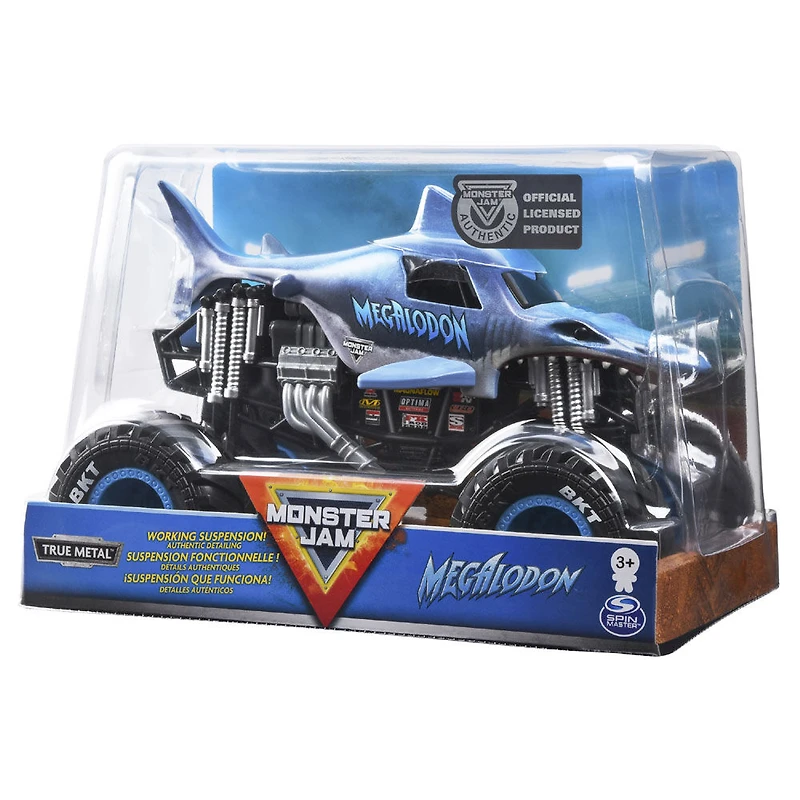 Monster Jam, Monster truck Megalodon officiel, véhicule en métal moulé, échelle 1:24