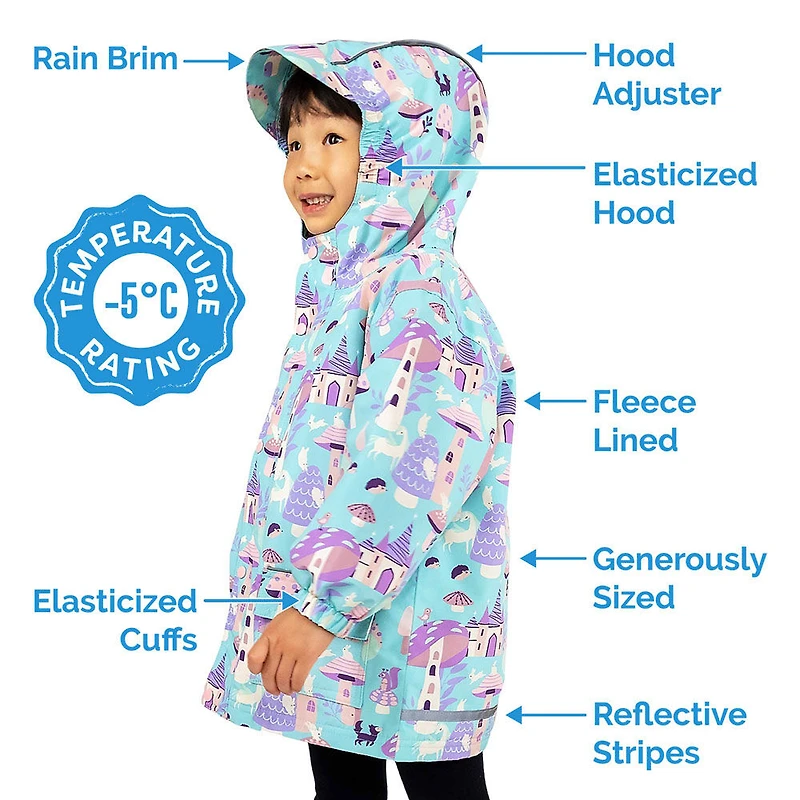 Kids Fleece Lined Rain Jackets | White Tulip