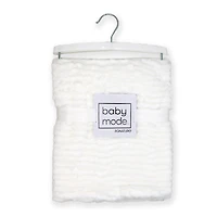 Signature Mode Bébé Couverture en peluche striée : blanc