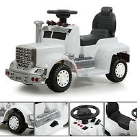 KidsVip 6V Enfants at Tout-Petits Big Rig Monter sur la Voiture de Poussée de Camion Voiture Eléctrique avec Commande à Distance - Blanc - Édition anglaise
