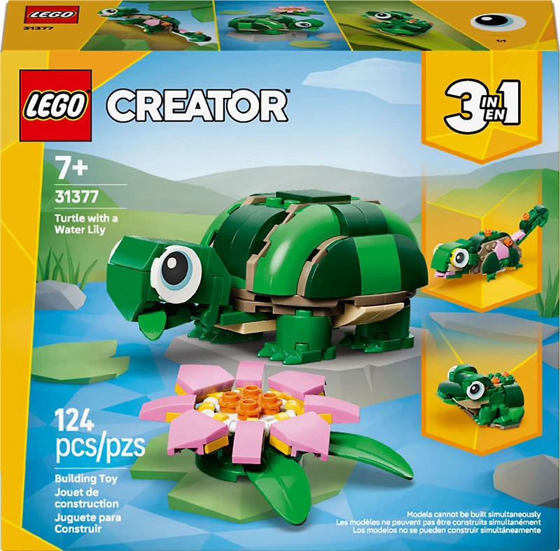 LEGO Creator 3 en 1 La Tortue avec un Nénuphar, Jouet, Se Transforme en Caméléon ou en Grenouille 31377
