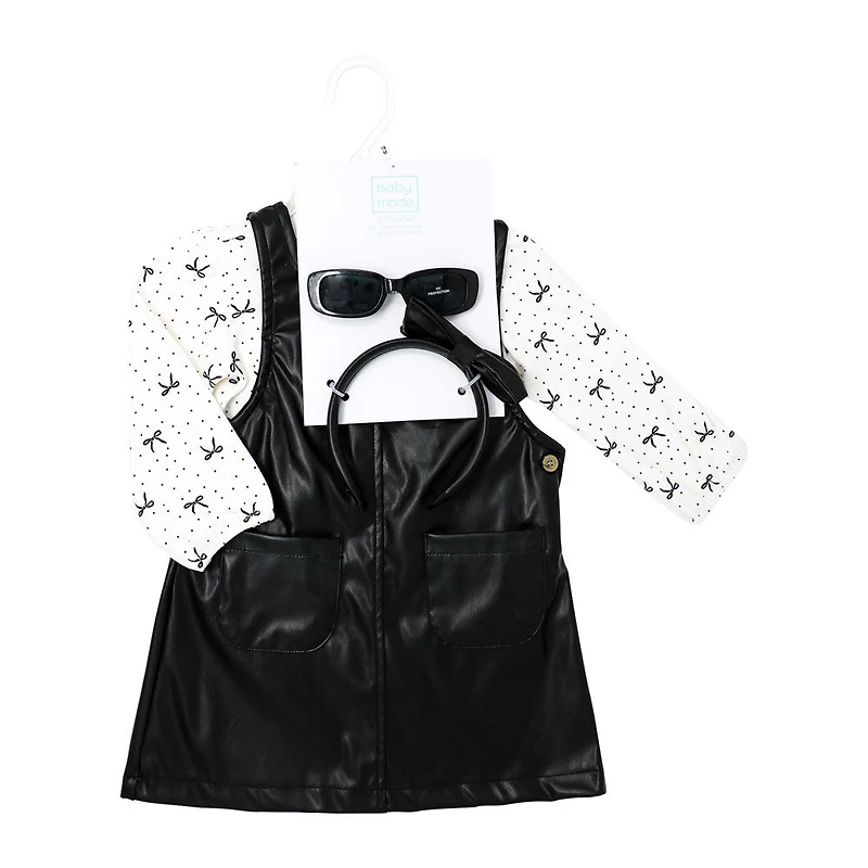 Baby Mode 3 Piece Jumper Set: Black Floral 12M