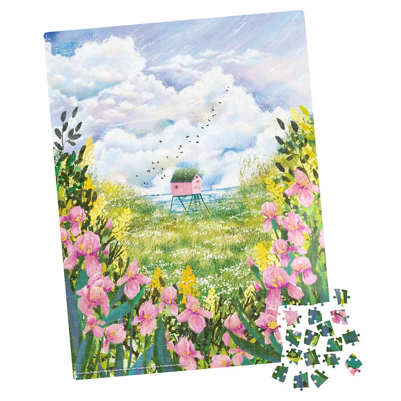 Spin Master Puzzles, Irises by the Sea 500-Piece Jigsaw Puzzle Artist Laivi Põder Floral Landscape Art with Poster