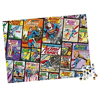 DC Comics, Action Comics, Puzzle de 1 000 pièces représentant un collage de couvertures de comics Superman rétro, avec poster