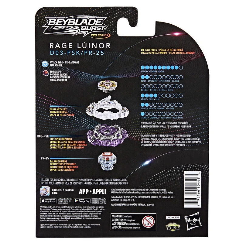 Beyblade Burst Pro Series, Starter Pack Rage Lúinor, toupie de compétition avec lanceur