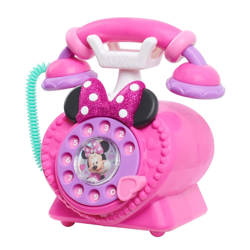 Téléphone Rotatif Appelle-Moi de Minnie Mouse de Disney Junior avec Sons et Lumières, Téléphone pour Permettre aux Enfants de Jouer en Faisant Semblant