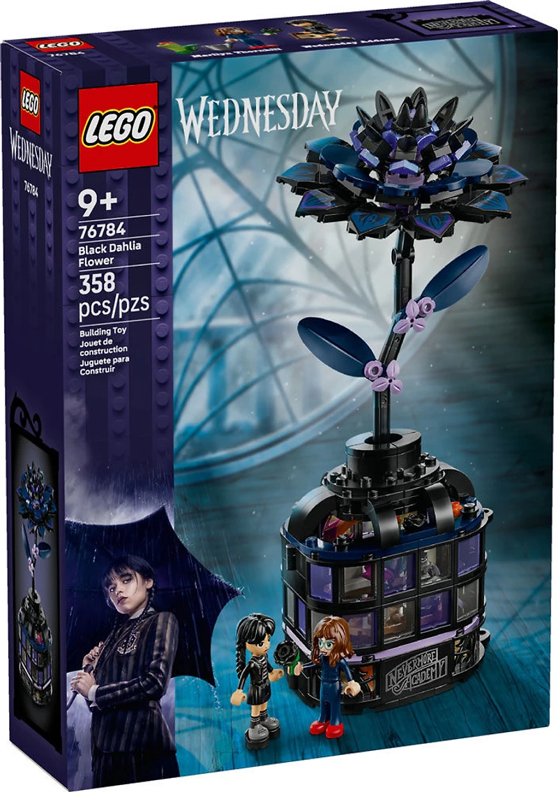 LEGO Mercredi Le Dahlia Noir, Décoration de Chambre ou Fausse Plante pour Enfants 76784