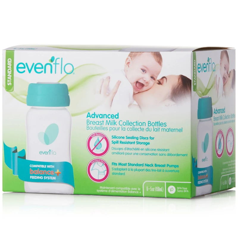 Biberons Evenflo pour la collecte du lait maternel, 5 oz, emballage de 6.